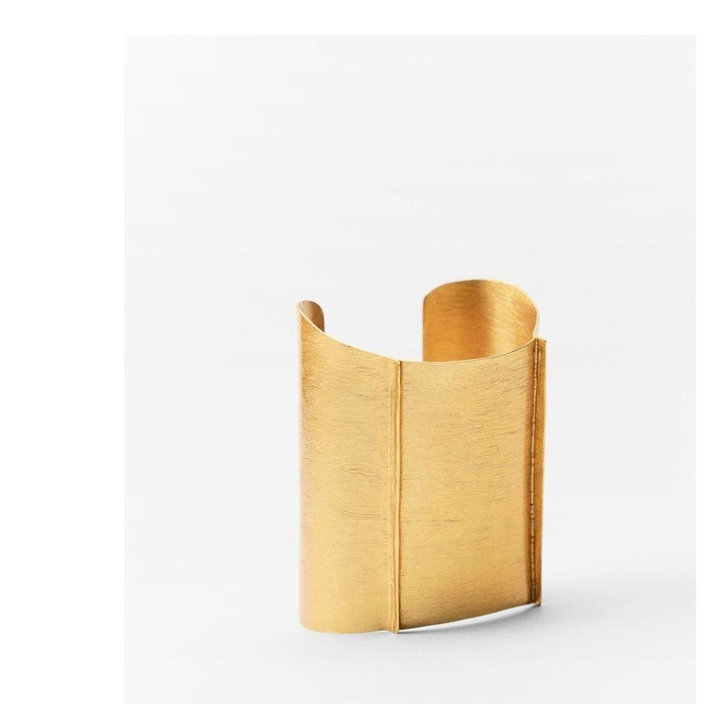 Zara Brass Metal Textured Bracelet /Arm Band w textured ridges NWT